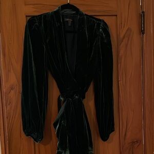 Banana Republic Velvet Wrap Dress - Deep Green